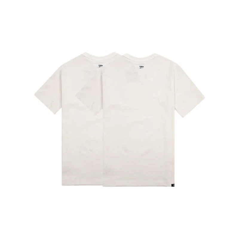 PUMA Downtown Relaxed Graphic Tee T Shirt Women's 2 Pack Ecru-1