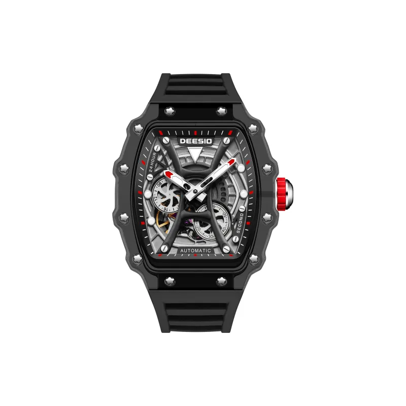 DEESIO Pirates Of The Caribbean Collection Automatic Mechanical Movement Rubber Strap Watch Men's Watches White Dial-8