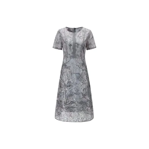 JZ Juzui Short-Sleeved Dresses Women's Floral Silver Gray