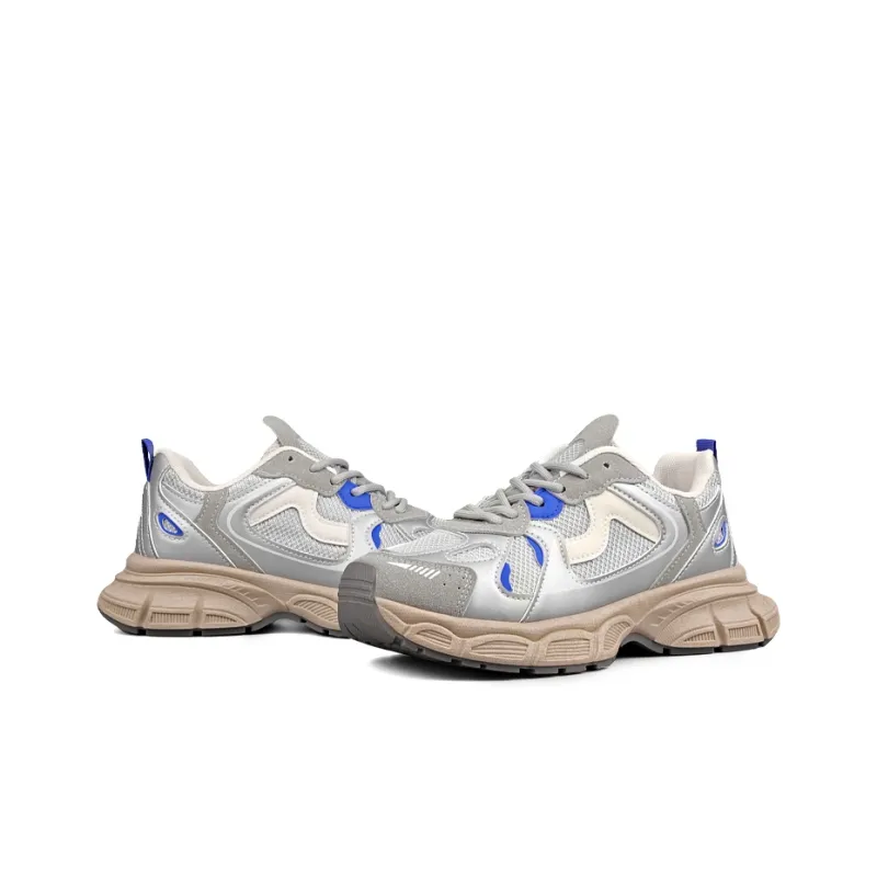 WENPU Anti Slip And Wear Resistant Height Increasing Low Top Chunky Sneakers Unisex White Ice Blue-5