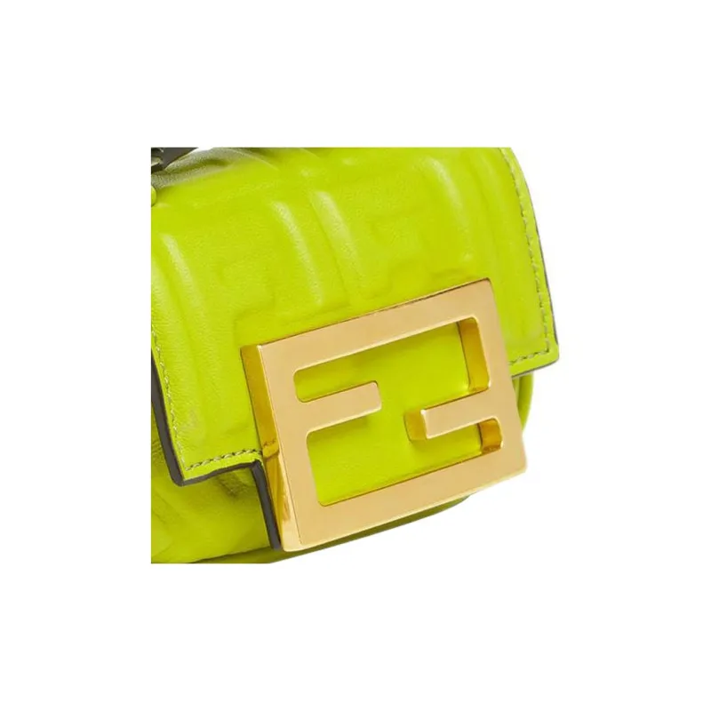 FENDI Baguette Sheepskin Portable Crossbody Bag Shoulder Bag Extra Mini Women's Sprout Green-4