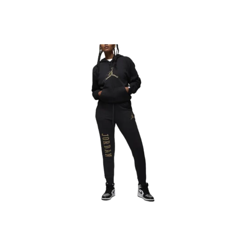 Jordan Fleece Pullover Hoodie Sweatshirt Unisex Black-1