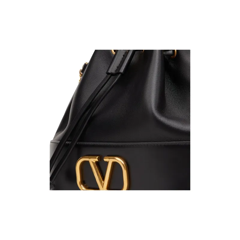Valentino Vlogo Lambskin Bucket Bag Shoulder Bag Crossbody Bag Mini Women's Black-3