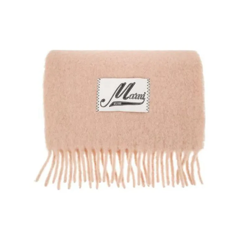 MARNI Logo Patch Fringed Edge Scarf-2