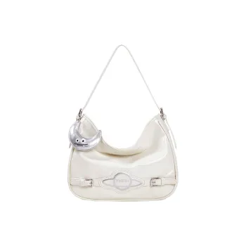 Sound For Life Synthetic Leather Soft Bag, Shoulder Bag, Handbag Large Size Women's White/Silver