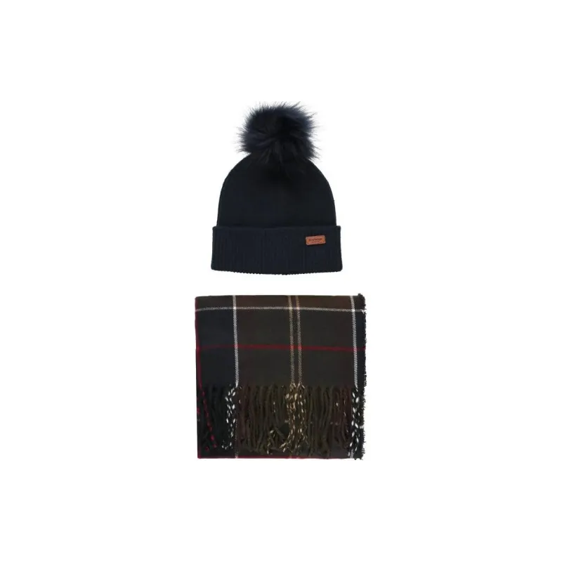 BARBOUR Tartan Scarf & Knitted Beanie Set-5