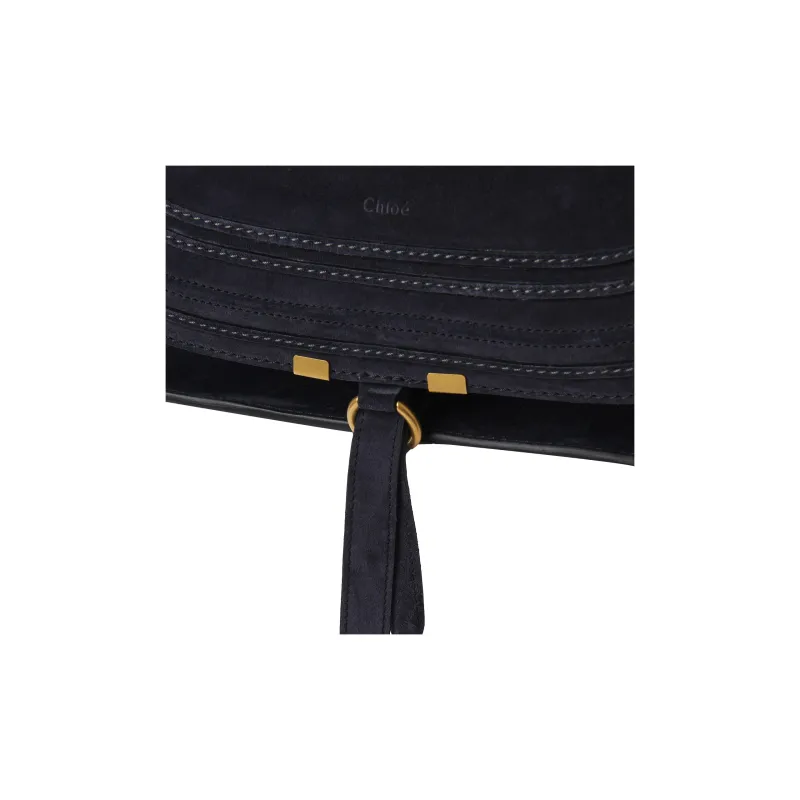 Chloe Marcie Calfskin Handbag Large Size Women's Midnight Blue-4