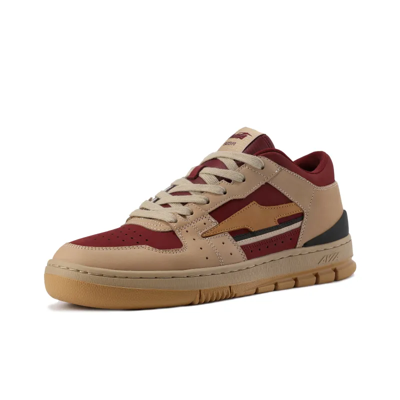 AVIA 825R Series Anti Slip Wear Resistant Low Top Skateboard Shoes Men's Beige Red-2