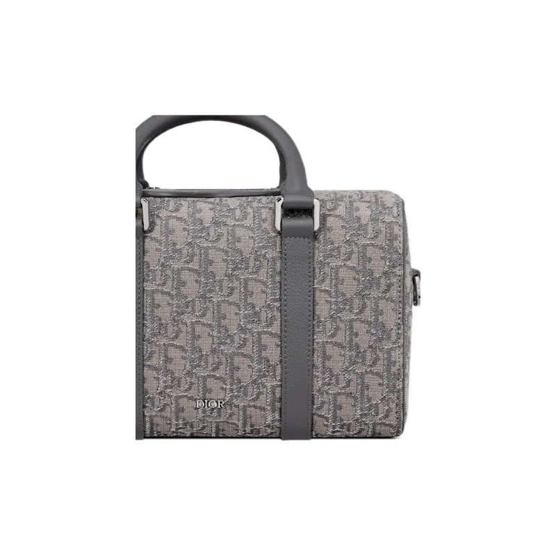 DIOR Lingot Monogram All Over Print With Grain Cow Leather Shoulder Bag, Crossbody Bag, Handbag Men's Dark Gray-3