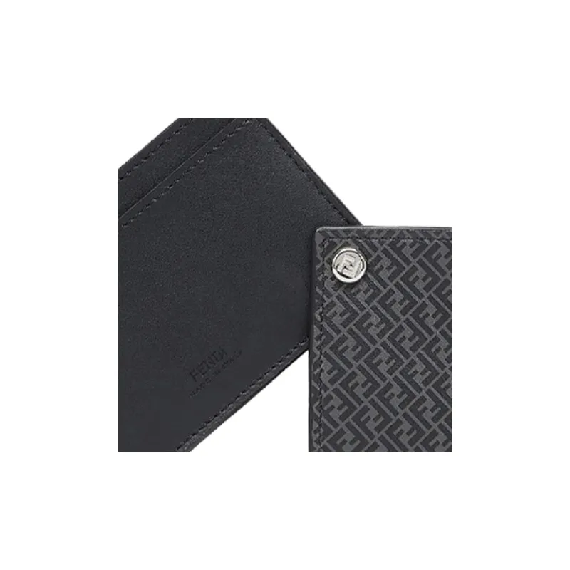 FENDI Cow Leather Wallet Men's Black-4