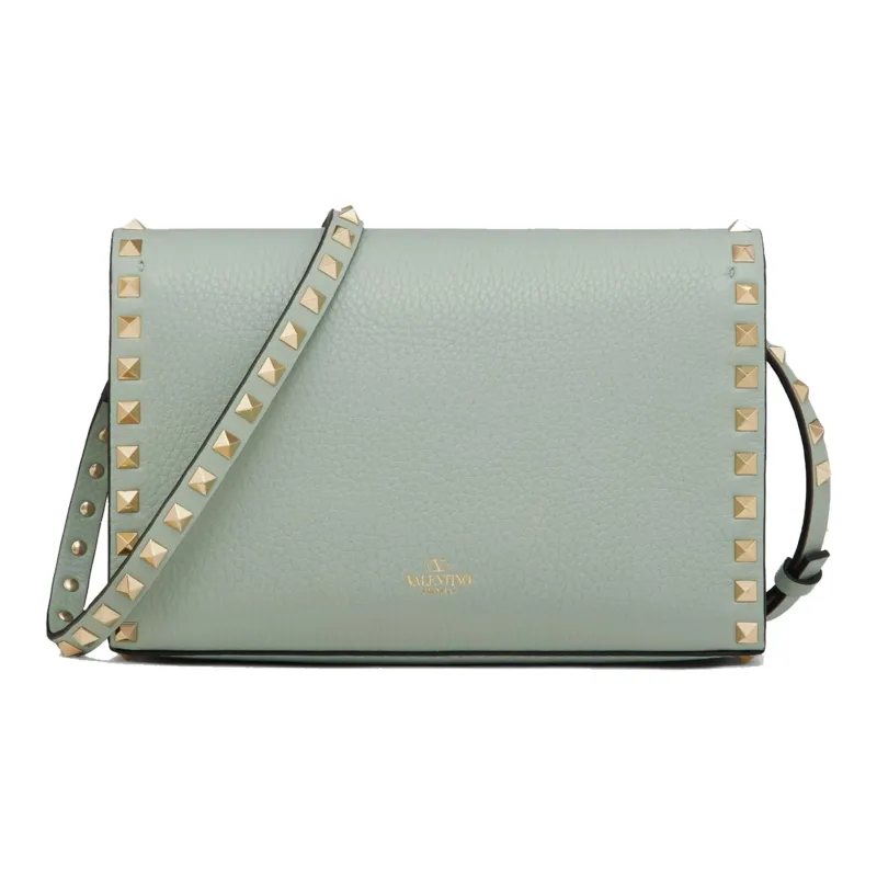 Valentino Rockstud Grained Calfskin Crossbody Bag Shoulder Bag Women's Aqua Green-3