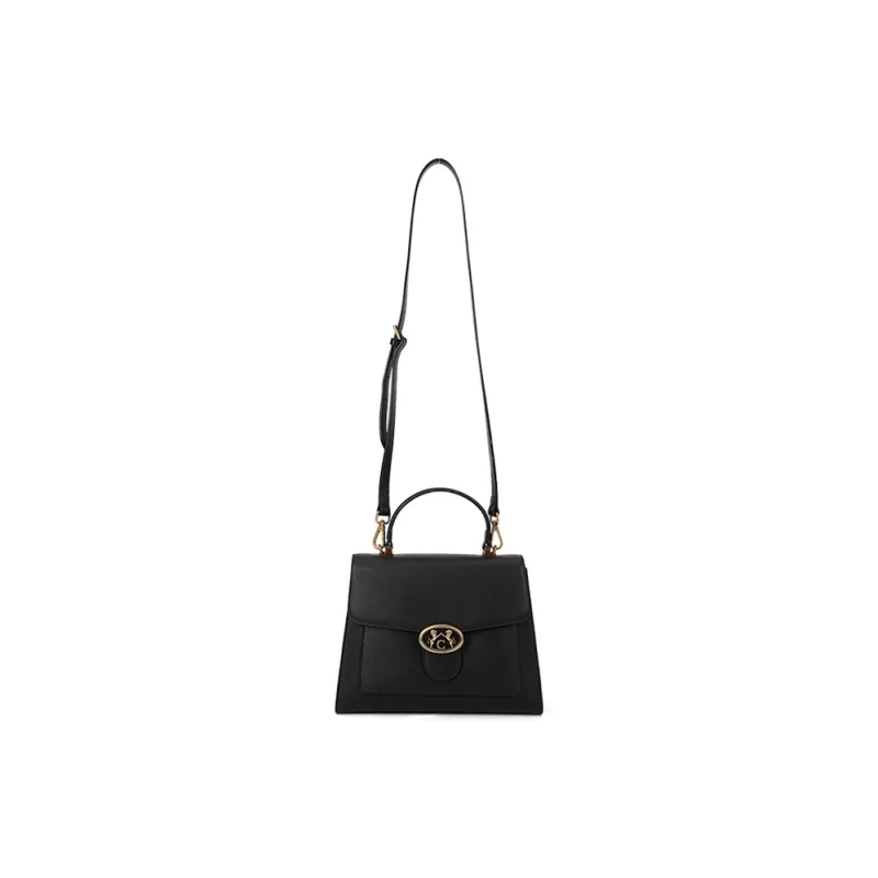COOGI Cow Leather Handbag, Shoulder Bag Women's Black/Ecru-4