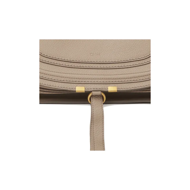 Chloe Marcie Natural Grained Calfskin Handbag Large Size Women's Heather Gray-4