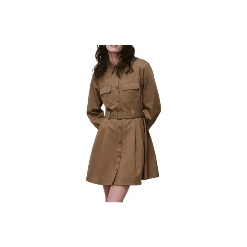 URBAN REVIVO Long-Sleeved Dresses Women's Coffee