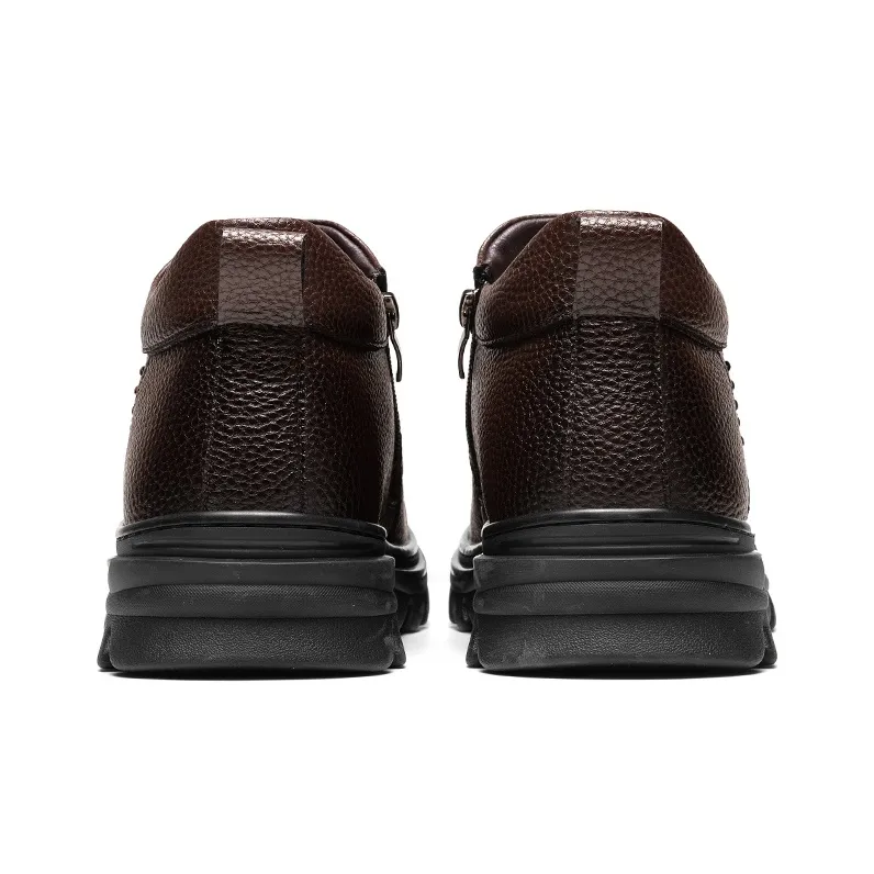 G.N.SHIJIA Men's Casual Shoes Men Mid Top Black/Brown-3