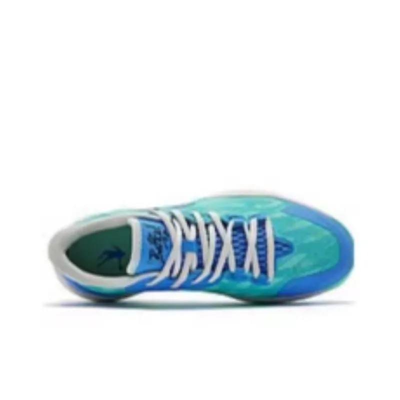 QIAODAN Anti Slip Wear Resistant Low Top Basketball Shoes Men's Frozen Blue-4