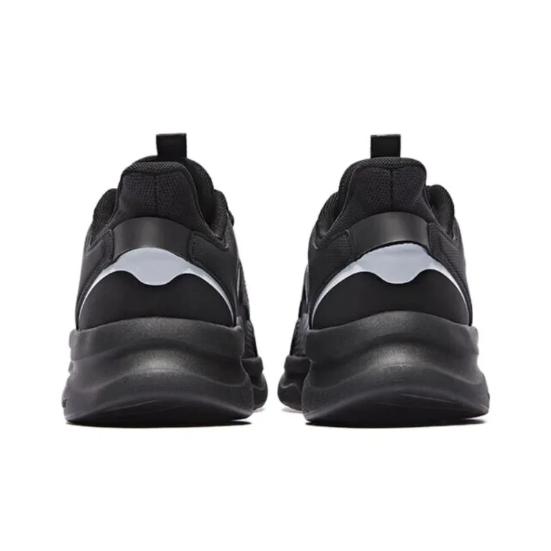 QIAODAN Durable Breathable Low Top Running Shoes Men's Black White-3
