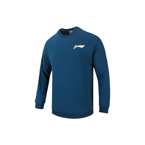 LINING Badminton Series Sweatshirts Men Sea Spirit Blue