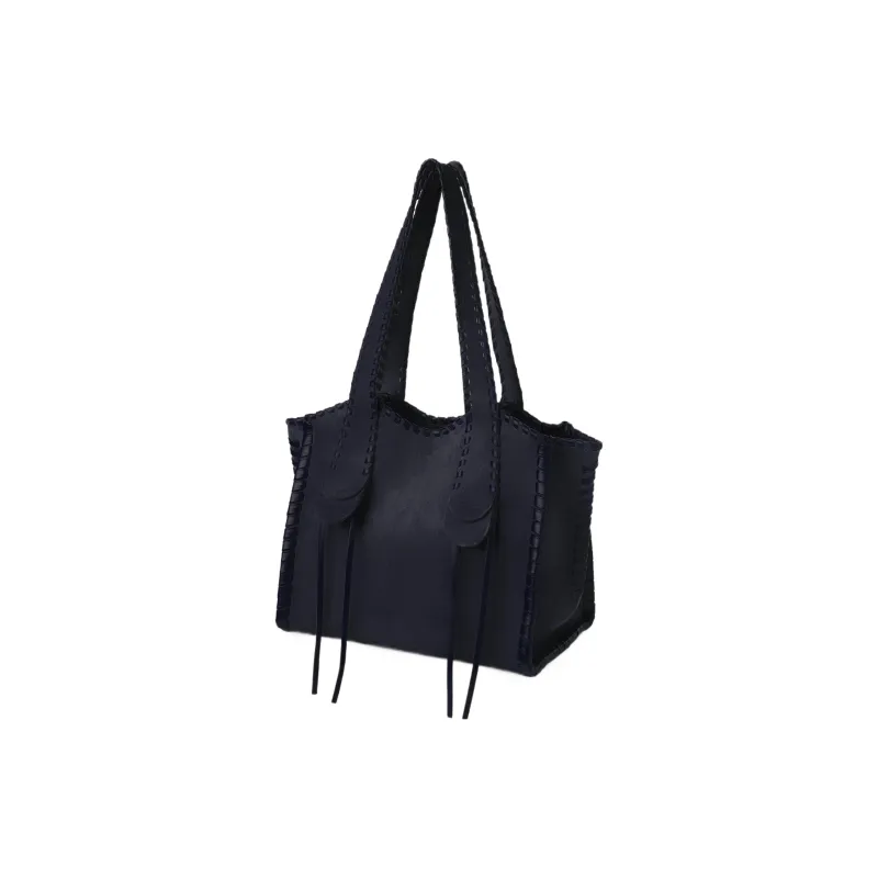 Chloe Mony Suede Calfskin Tote Bag Shopping Bag Shoulder Bag Handbag Medium Size Women's Midnight Blue-1