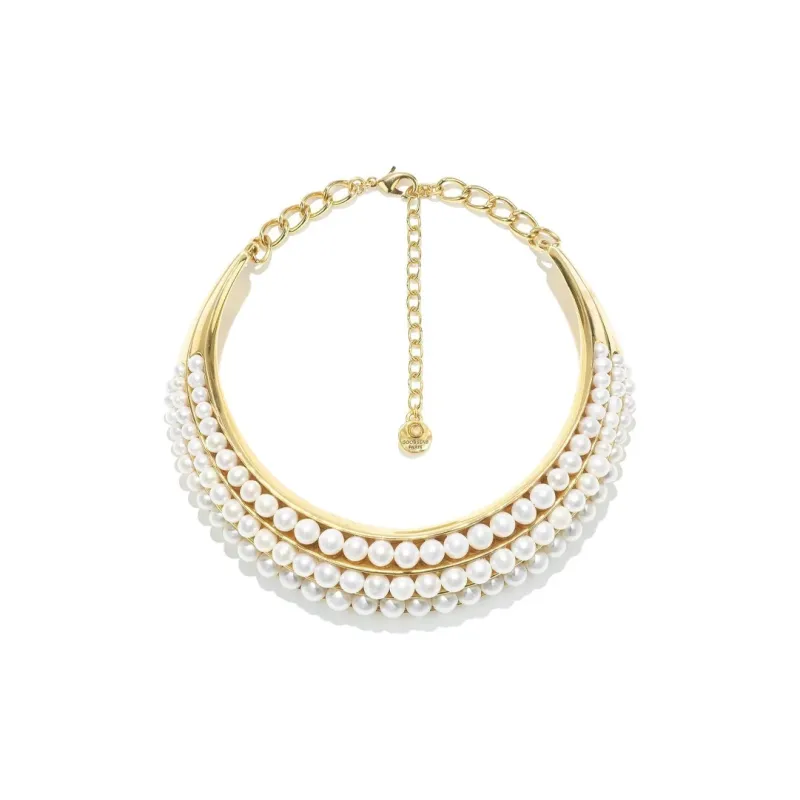 GOOSSENS Freshwater Pearl Brass 24K Gold Plated Necklaces Women's Gold-0