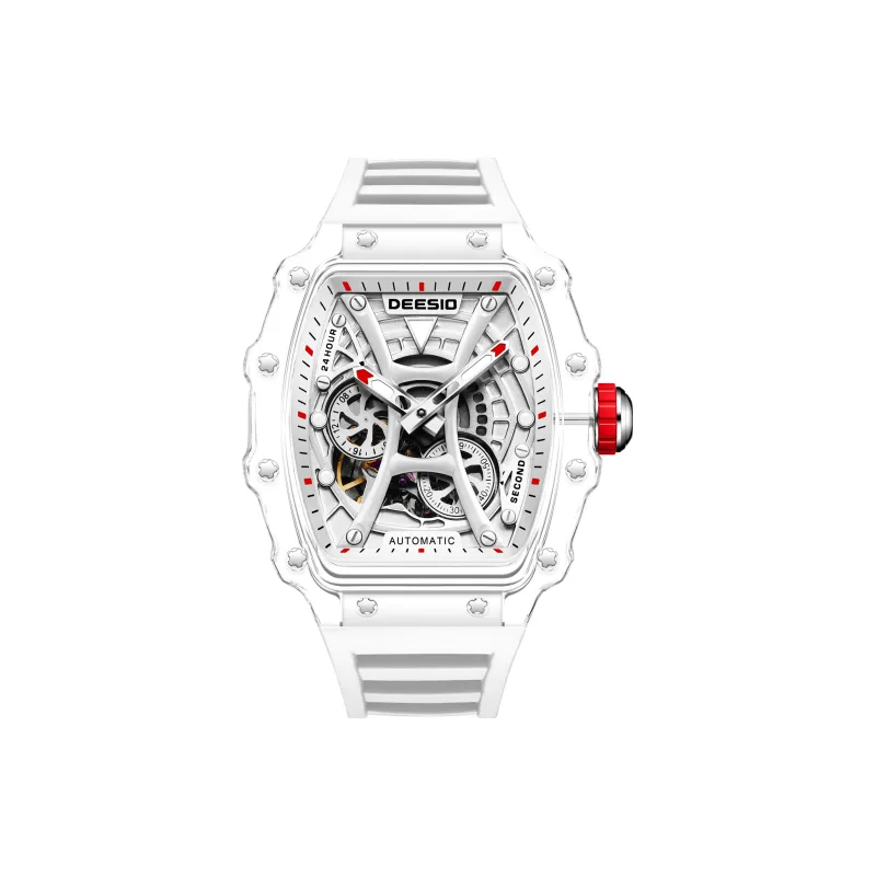 DEESIO Pirates Of The Caribbean Collection Automatic Mechanical Movement Rubber Strap Watch Men's Watches White Dial-2