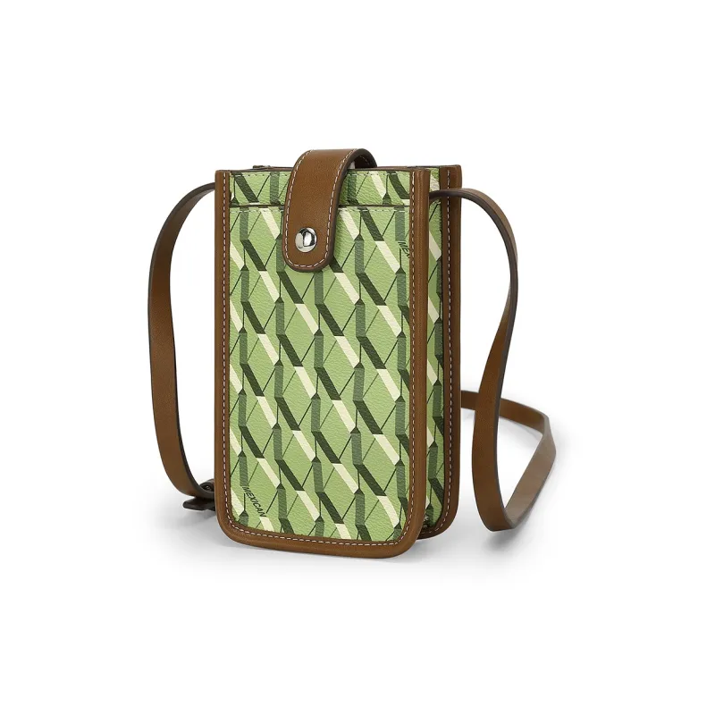 MEXICAN Polyvinyl Chloride Cell Phone Pouch, Crossbody Bag Regular Women's Brown/Green/Ecru-6