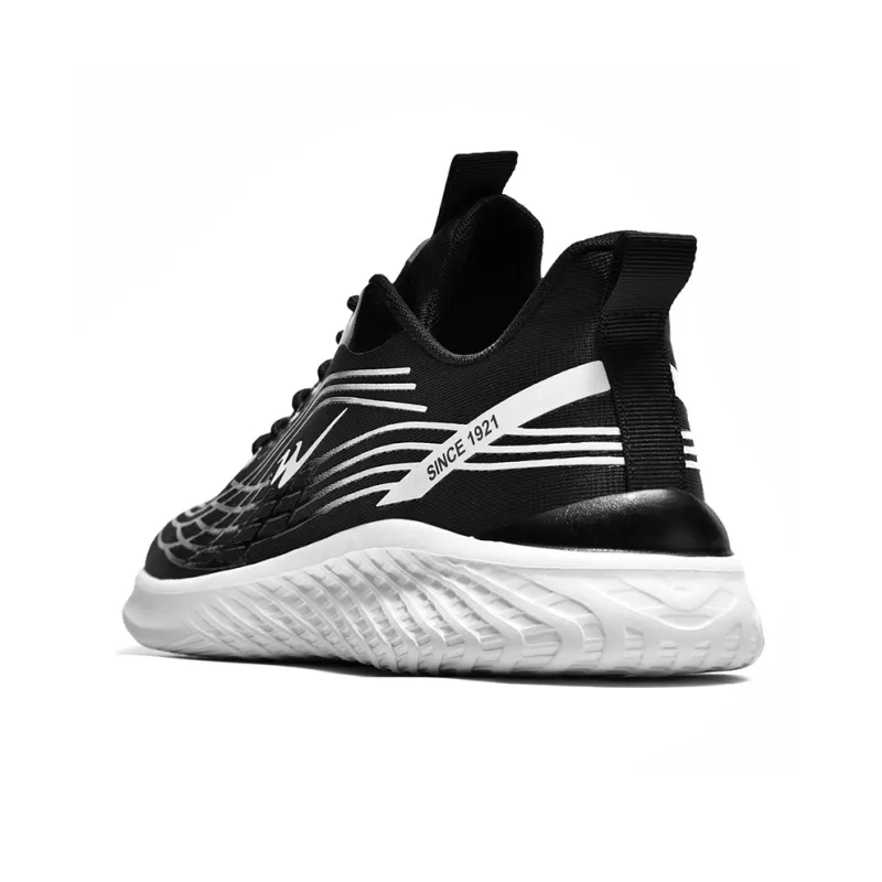 Binary Anti Slip Wear Resistant Low Top Running Shoes Men's Black White-3