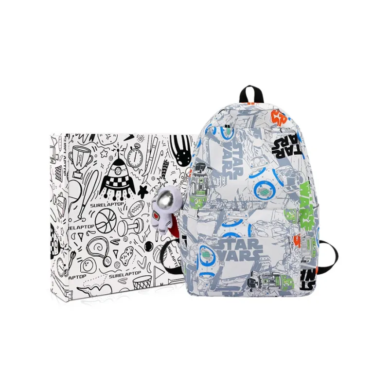 SURELAPTOP Nylon Backpack Unisex Black/Blue & White/Orange & White-9
