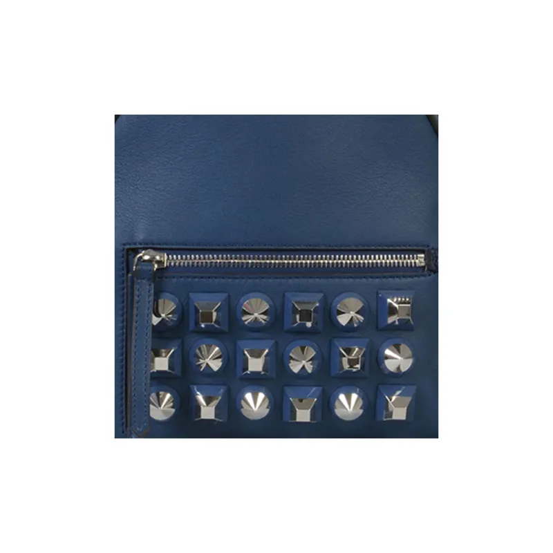 FENDI Leather Portable Backpack Women's Blue-4