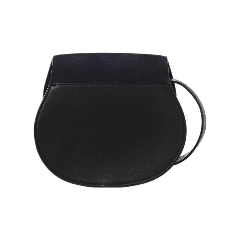 Chloe Marcie Suede Calfskin Saddle Bag, Shoulder Bag, Crossbody Bag Trumpets Women's Midnight Blue-2
