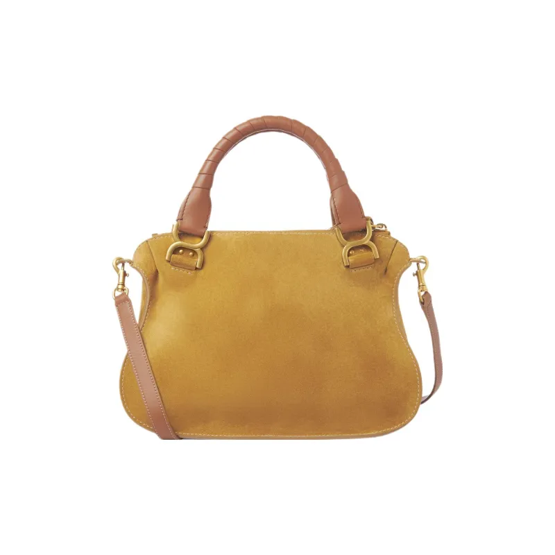 Chloe Marcie Suede Calfskin Shoulder Bag Crossbody Bag Handbag Women's Hunting Gold-1