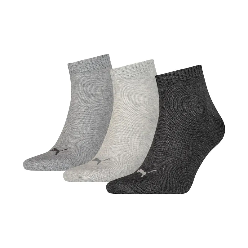 PUMA Lot De 3 Paires De Chaussettes Basses Unies Et Unisexes Ankle Socks Unisex 3 Pack Light Gray+Gray+Dark Gray-0