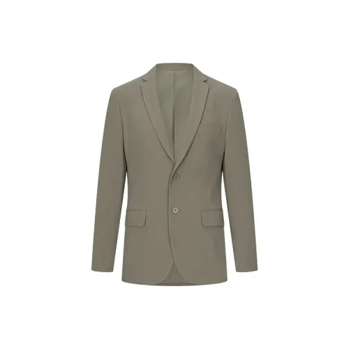 URBAN REVIVO Business Suits Men Gray Green