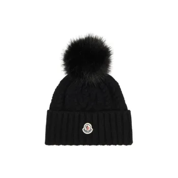 Moncler Logo-Patch Oversized Pompom Beanie