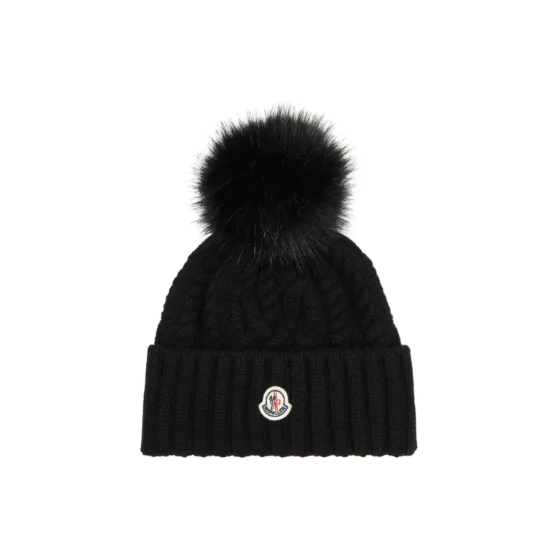 Moncler Logo-Patch Oversized Pompom Beanie-0
