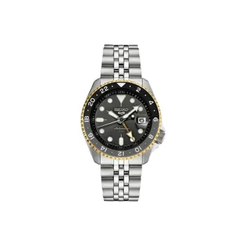 SEIKO Automatic Mechanical Movement Stainless Steel Strap Watch Unisex Black Dial SSK021