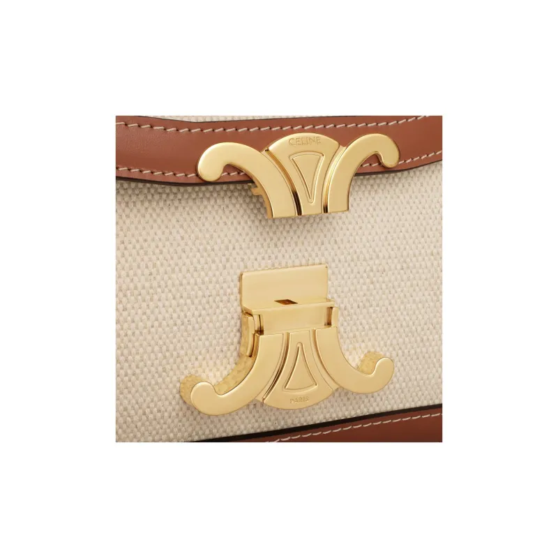 CELINE Triomphe Textile With Calfskin Crossbody Bag, Shoulder Bag Women's-4