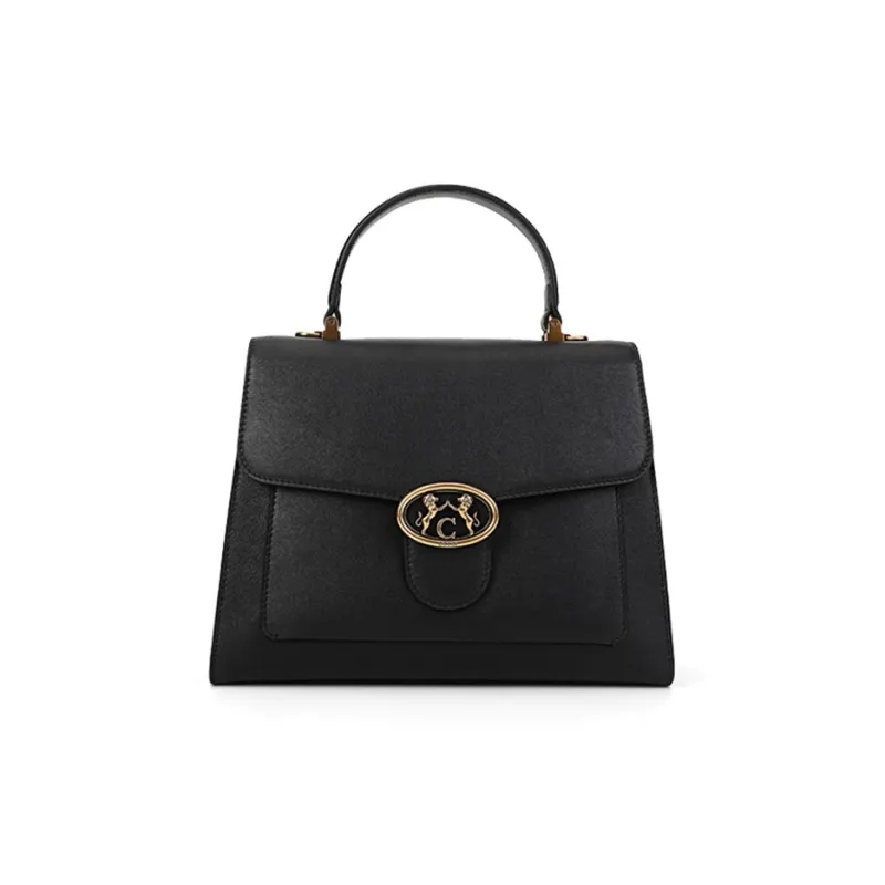 COOGI Cow Leather Handbag, Shoulder Bag Women's Black/Ecru-0