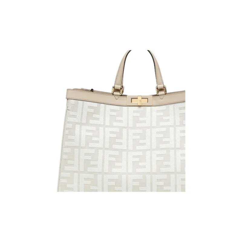 FENDI Canvas Totes Shopping Bags Handbags Regular Women's White-4