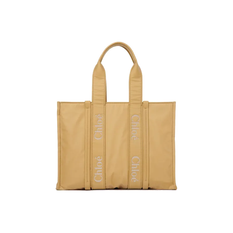 Chloe Woody Recycled Nylon Tote Bag, Shopping Bag, Shoulder Bag, Handbag Tubas Women's Hot Sand-0