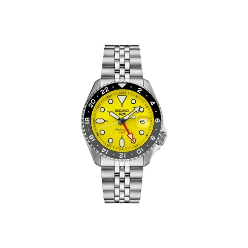 SEIKO Automatic Mechanical Movement Stainless Steel Strap Watch Unisex Yellow Watch Dial SSK017