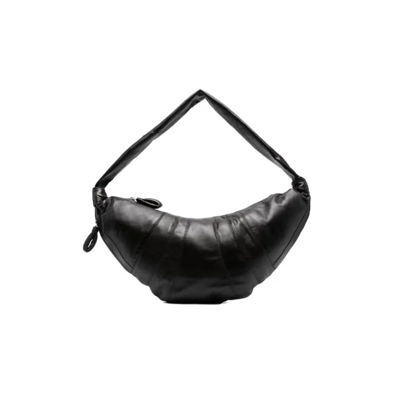 Lemaire Croissant Series Sheepskin Croissant Bag Goat Horn Bag Slogan Bag Handbag Shoulder Bag Large Size Unisex Black-0