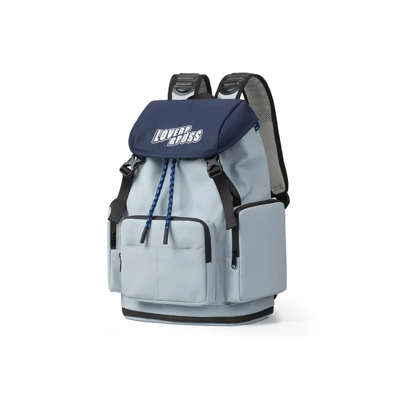 LOVERPUSS Polyester Laptop Bag Backpack With Ball Racket Bag Large Size Unisex Gray Blue-2