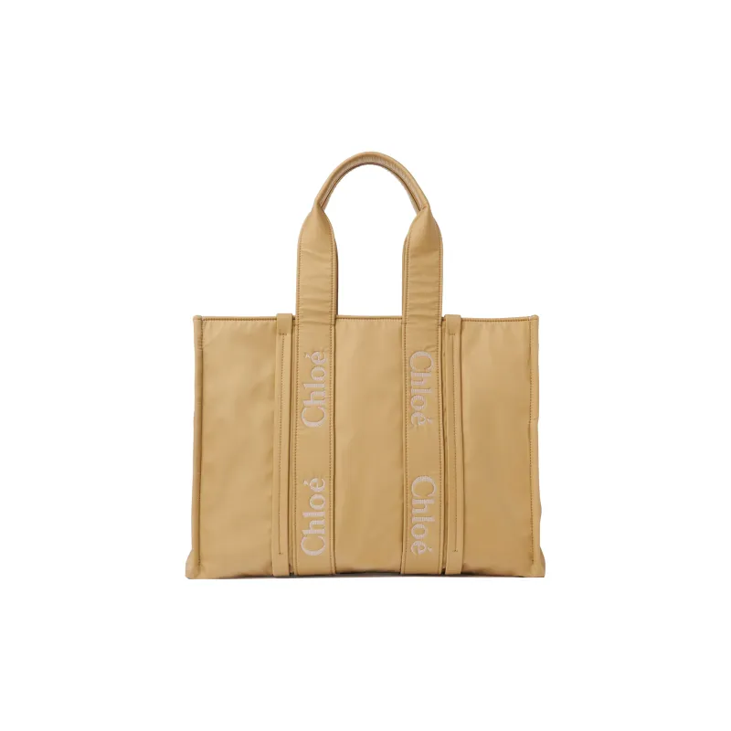 Chloe Woody Recycled Nylon Tote Bag, Shopping Bag, Shoulder Bag, Handbag Tubas Women's Hot Sand-2