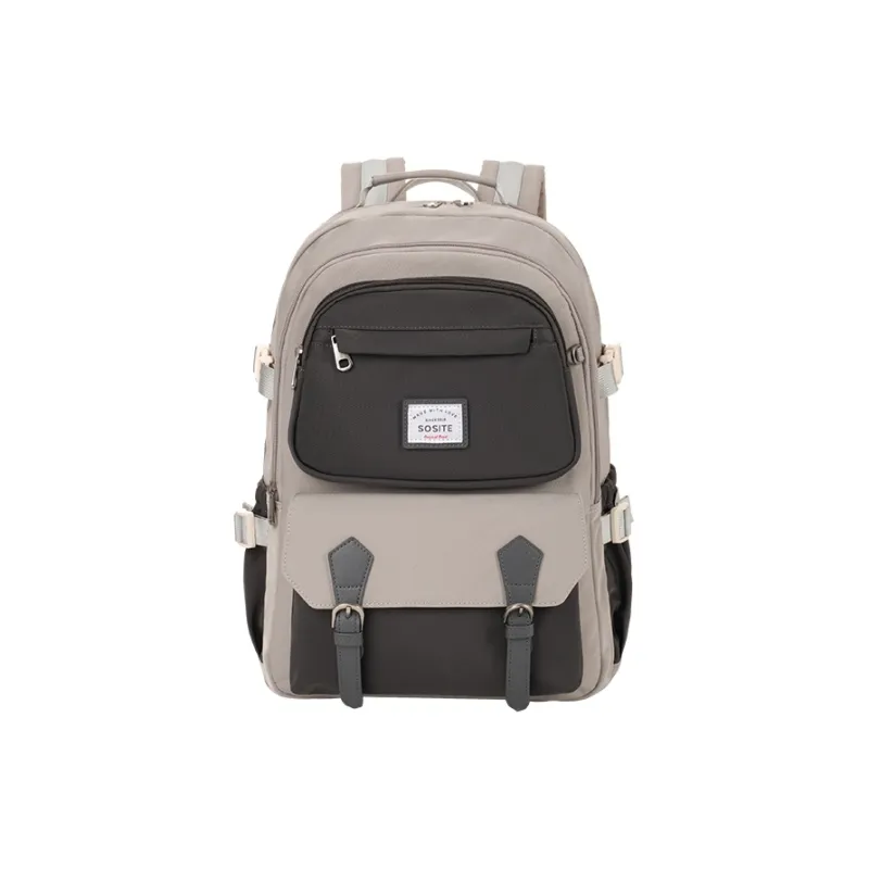 SOSITE Nylon Fabric Computer Backpack Medium Size Unisex Blue & Gray/Khaki/Black & Gray-7