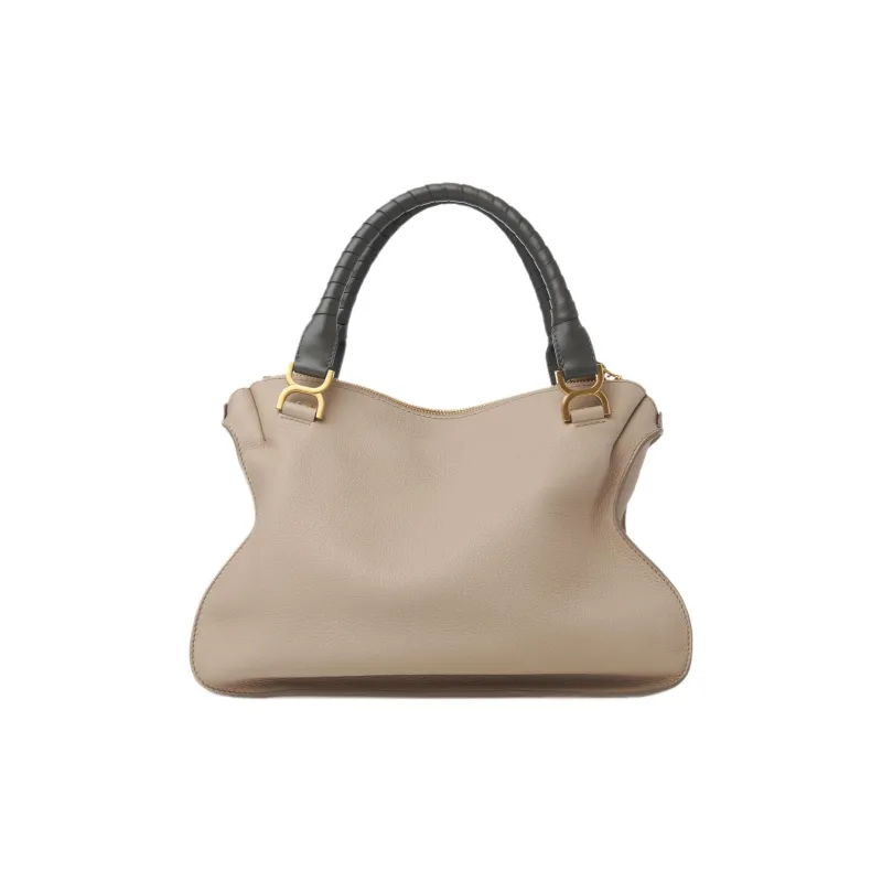 Chloe Marcie Natural Grained Calfskin Handbag Large Size Women's Heather Gray-1