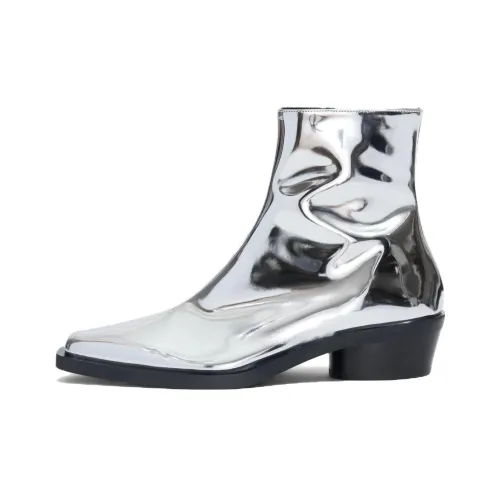 PROENZA SCHOULER Bronco Mirrored-finish Ankle Boots