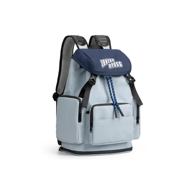 LOVERPUSS Polyester Laptop Bag Backpack With Ball Racket Bag Large Size Unisex Gray Blue-1