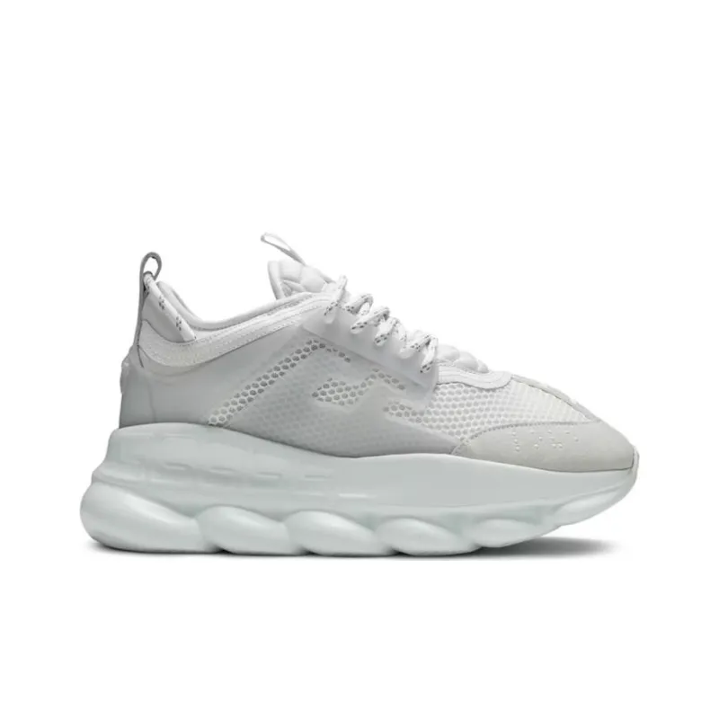 VERSACE Chain Reaction White Mesh Rubber Suede-1