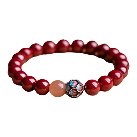 Carp Crystals Guardian Lotus Auspicious Jade Bracelets Women's Reconstructed Cinnabar-0